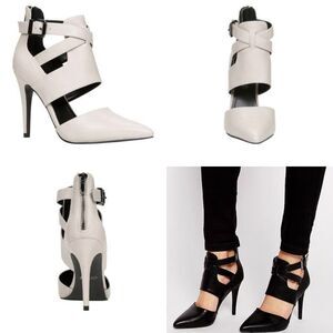 𝅺ALDO Natural Peat Bone Snakeskin Shootie Stilettos